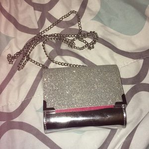 Glittery silver shoulder purse/clutch